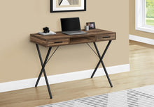 Load image into Gallery viewer, 42" Brown and Black Wood and Metal x-Shape Computer Desk With Two Drawers
