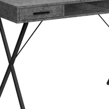 Load image into Gallery viewer, 42" Gray and Black Wood and Metal x-Shape Computer Desk With Two Drawers
