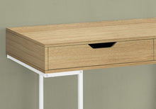 Load image into Gallery viewer, 47" Natural and White Wood and Metal H-Shape Computer Desk With Two Drawers
