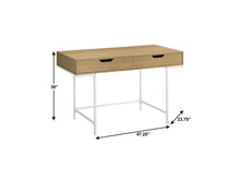 Load image into Gallery viewer, 47" Natural and White Wood and Metal H-Shape Computer Desk With Two Drawers
