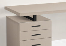 Load image into Gallery viewer, 47" Taupe and Black Wood and Metal Sled Computer Desk With Three Drawers
