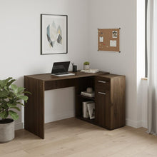 Load image into Gallery viewer, 46" Brown Wood L Shape Computer Desk
