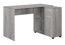 Load image into Gallery viewer, 46" Gray Wood L Shape Computer Desk

