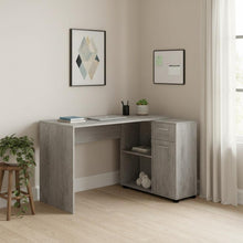 Load image into Gallery viewer, 46" Gray Wood L Shape Computer Desk
