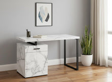 Load image into Gallery viewer, 47" White and Black Wood and Metal Sled Computer Desk
