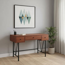 Load image into Gallery viewer, 47" Brown and Black Computer Desk With Three Drawers
