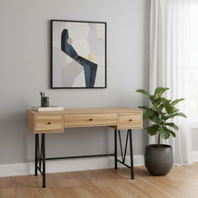 Load image into Gallery viewer, 47" Brown and Black Computer Desk With Three Drawers
