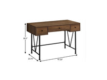 Load image into Gallery viewer, 47" Brown and Black Wood and Metal Sled Computer Desk With Three Drawers
