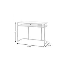 Load image into Gallery viewer, 47" White and Silver Wood and Metal Sled Computer Desk
