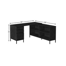 Load image into Gallery viewer, 60" Black L Shape Computer Desk With Three Drawers
