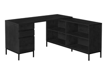 Load image into Gallery viewer, 60" Black L Shape Computer Desk With Three Drawers
