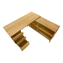 Load image into Gallery viewer, 60" Brown and Black L Shape Computer Desk With Three Drawers
