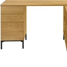 Load image into Gallery viewer, 60" Brown and Black L Shape Computer Desk With Three Drawers

