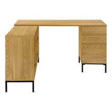 Load image into Gallery viewer, 60" Brown and Black L Shape Computer Desk With Three Drawers
