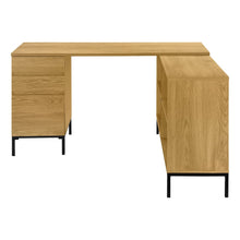 Load image into Gallery viewer, 60" Brown and Black L Shape Computer Desk With Three Drawers

