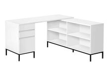 Load image into Gallery viewer, 60" White and Black L Shape Computer Desk With Three Drawers
