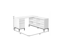 Load image into Gallery viewer, 60" White and Black L Shape Computer Desk With Three Drawers
