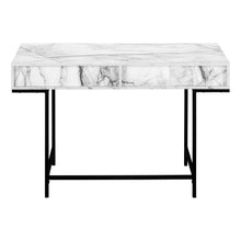 Load image into Gallery viewer, 47" White and Black Wood and Metal H-Shape Computer Desk With Two Drawers
