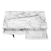 Load image into Gallery viewer, 47" White and Black Wood and Metal H-Shape Computer Desk With Two Drawers
