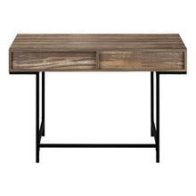 Load image into Gallery viewer, 47" Brown and Black Wood and Metal H-Shape Computer Desk With Two Drawers
