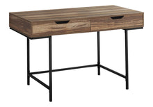 Load image into Gallery viewer, 47" Brown and Black Wood and Metal H-Shape Computer Desk With Two Drawers
