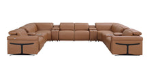 Load image into Gallery viewer, Italian Leather Power Reclining U Shaped Ten Piece Corner Sectional With Console - Chestnut
