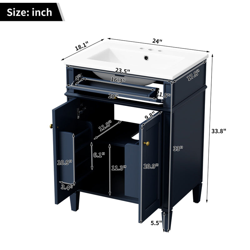 Modern Bathroom Vanity With Tip-Out Drawer And Soft-Close Hinges