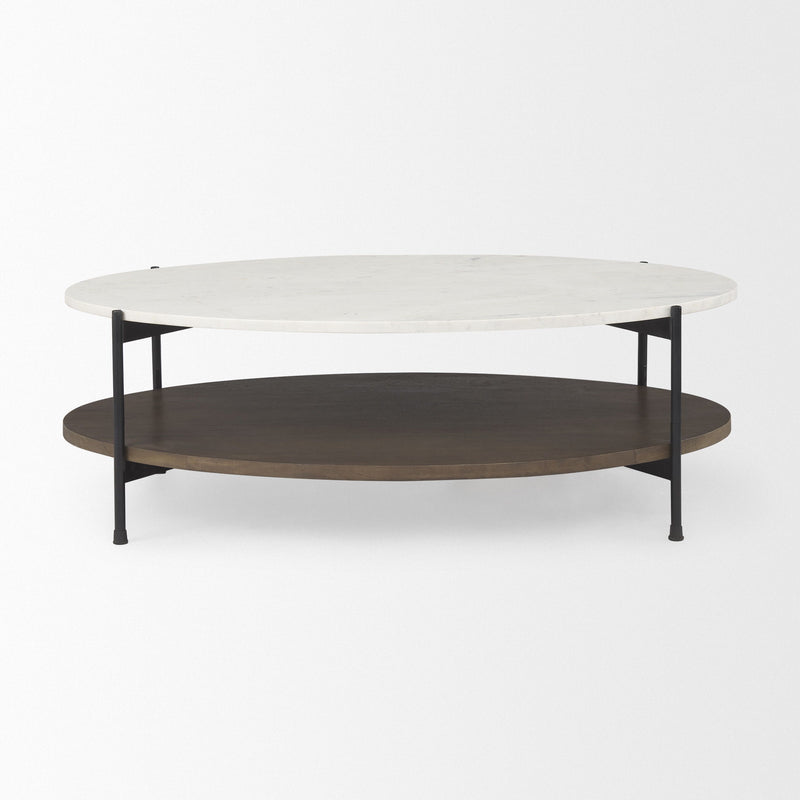Oval Coffee Table - White / Brown / Stone