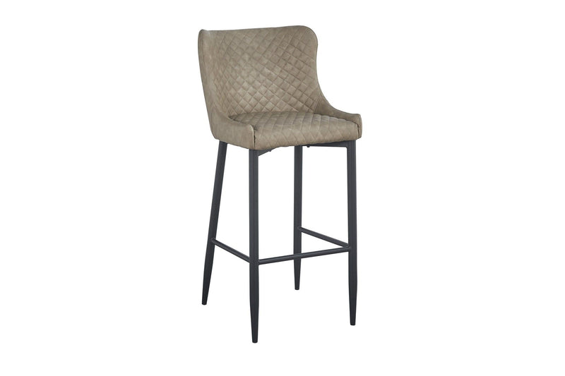 26" Faux Leather And Metal Low Back Counter Height Bar Chairs (Set of 2) - Gray / Black