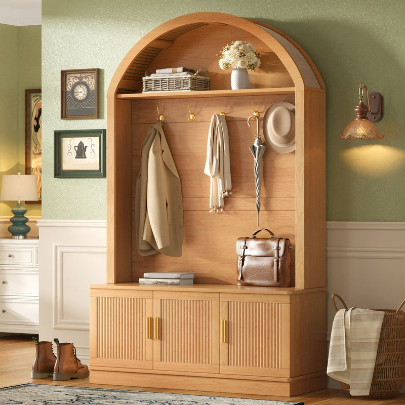 Arched Top Hall Tree With 5 Hooks
