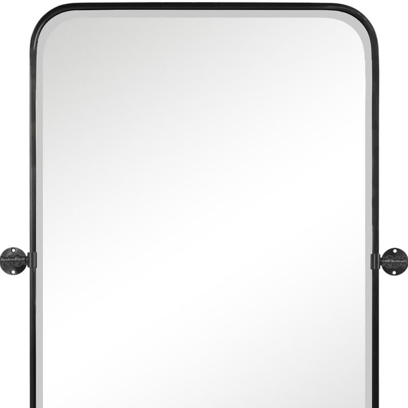 36" Metal Adjustable Framed Accent Mirror - Black