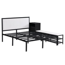 Load image into Gallery viewer, Platform Bed With 2 Tier Storage Shelves, Storage Cabinet
