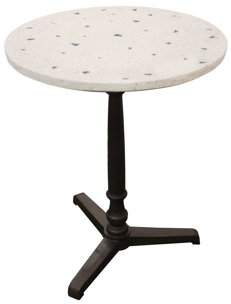 Stone Iron Pedestal Base Round Top Dining Table - Ivory / Brown