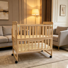 Load image into Gallery viewer, Portable Mini Baby Crib 5 In 1 Convertible With Foldable Storage - Natural Wood

