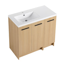Load image into Gallery viewer, Wall Mounted Floating Bathroom Vanity With Sink, 3 Door Modular Cabinet
