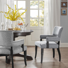 Load image into Gallery viewer, Elegant Arm Dining Chair With Brass Nail Head Detailing
