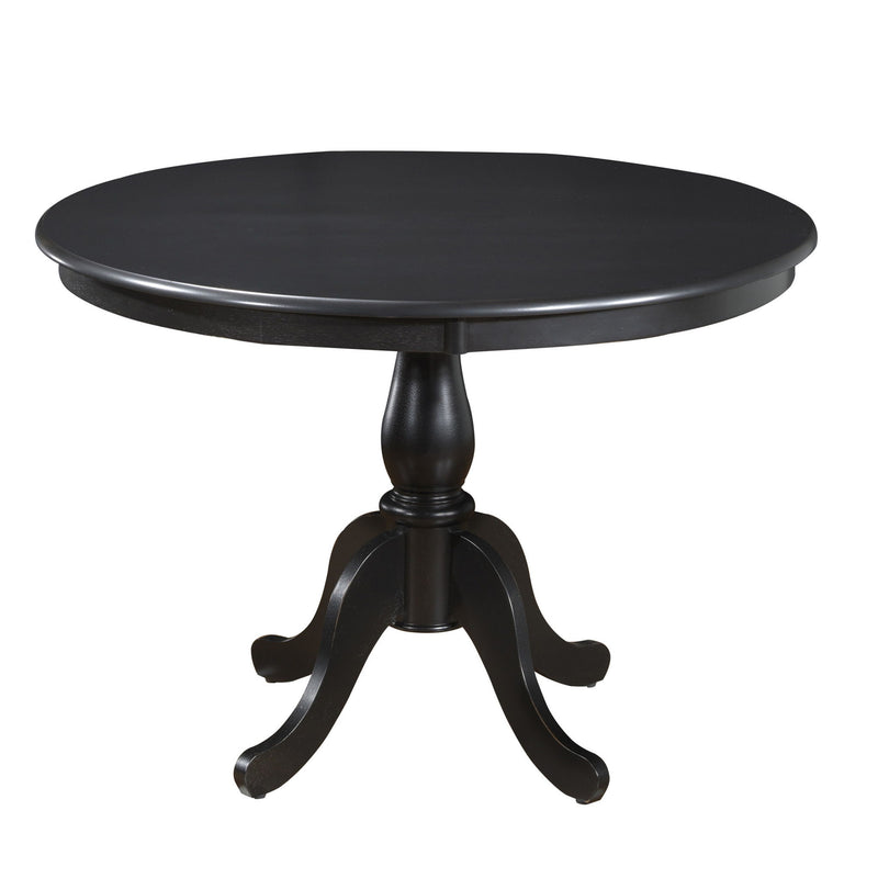 42" Rounded Solid Manufactured Wood And Solid Wood Pedestal Base Dining Table - Black