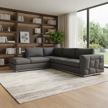 Load image into Gallery viewer, Italian Leather L Shaped Two Piece Corner Sectional - Dark Gray
