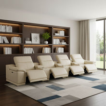 Load image into Gallery viewer, Italian Leather Reclining Metal USB Sofa (720411) - Beige
