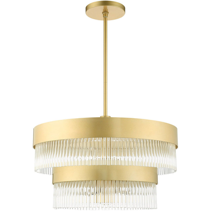 Seven Light Dimmable Chandelier With Shades - Gold