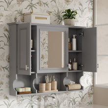 Load image into Gallery viewer, Wall Mounted Bathroom Medicine Wall Cabinet With Mirror &amp; Open Shelves
