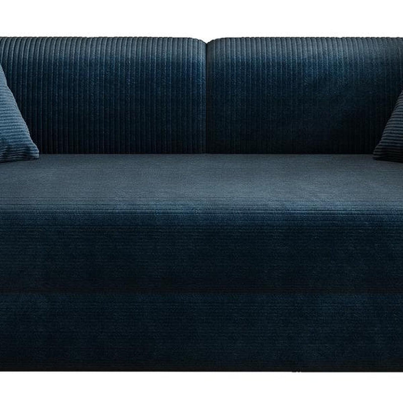 Corduroy Convertible Futon Sleeper Sofa With Toss Pillows - Blue