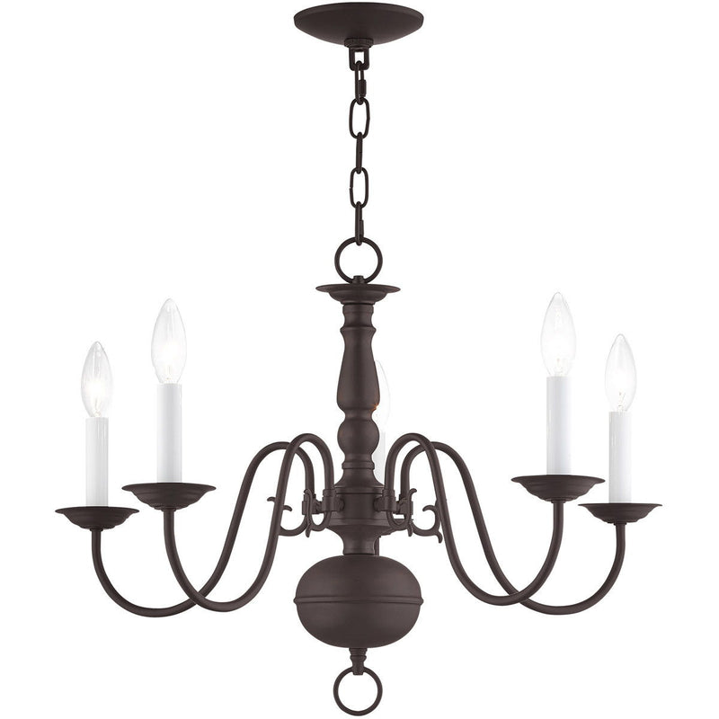 18'' Five Light Dimmable Chandelier With Shades - Bronze