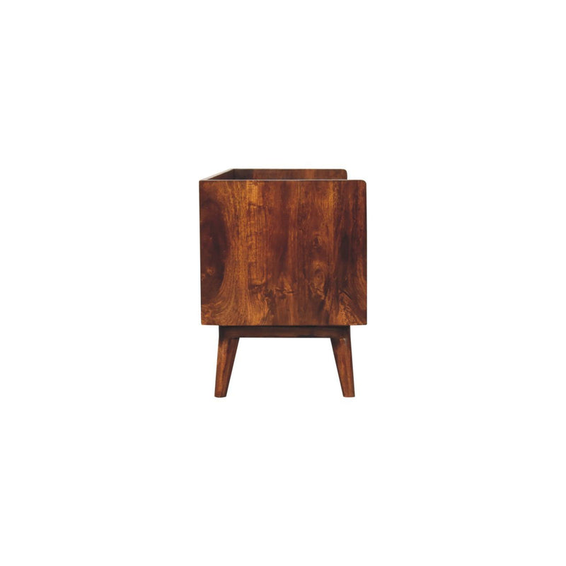 Solid Wood Enclosed Open Storage TV Stand (719182) - Brown
