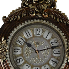 Load image into Gallery viewer, Silent Pendulum Ornate Oval Wall Clock - Brown / Silver
