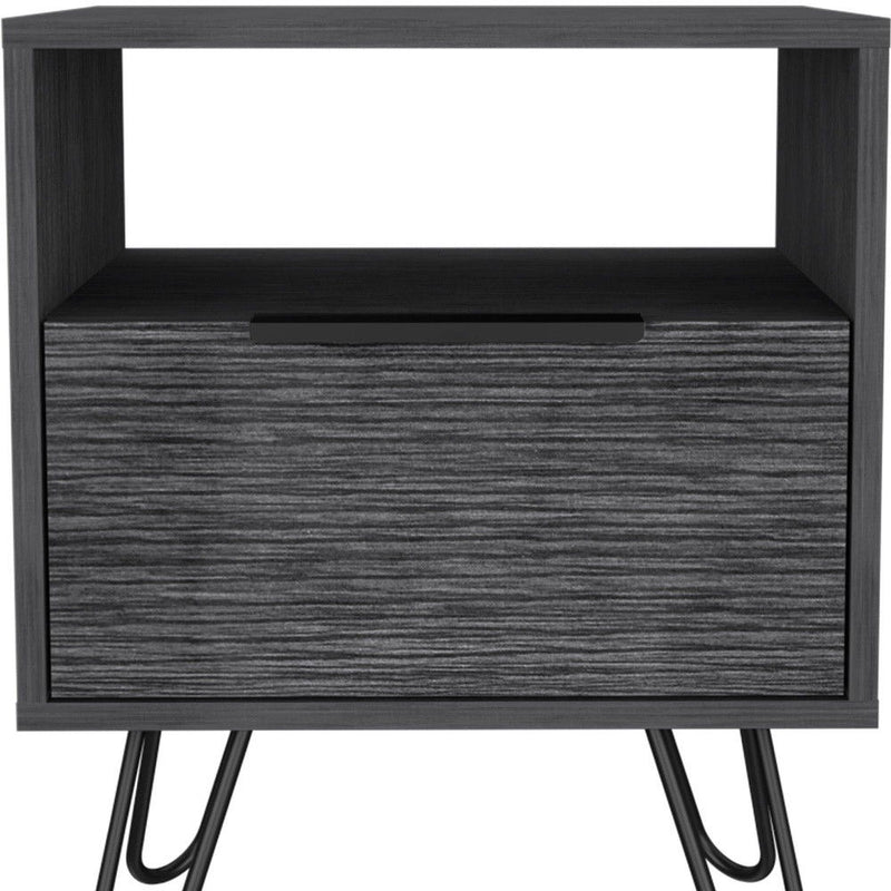 17.7" x 13.7" x 22.2" Faux Wood Nightstand With Storage - Gray