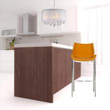 Load image into Gallery viewer, Faux Leather And Steel Low Back Bar Height Bar Chairs (Set of 2) - Orange And Silver
