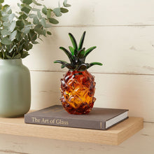 Load image into Gallery viewer, Mouth Blown Art Pineapple Sculpture - Amber / Green
