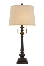 Load image into Gallery viewer, Two Light Table Lamp With Tan Drum Shade - Charcoal
