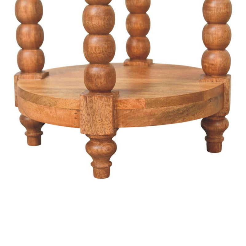 Solid Wood Round End Table With Shelf (719341) - Brown